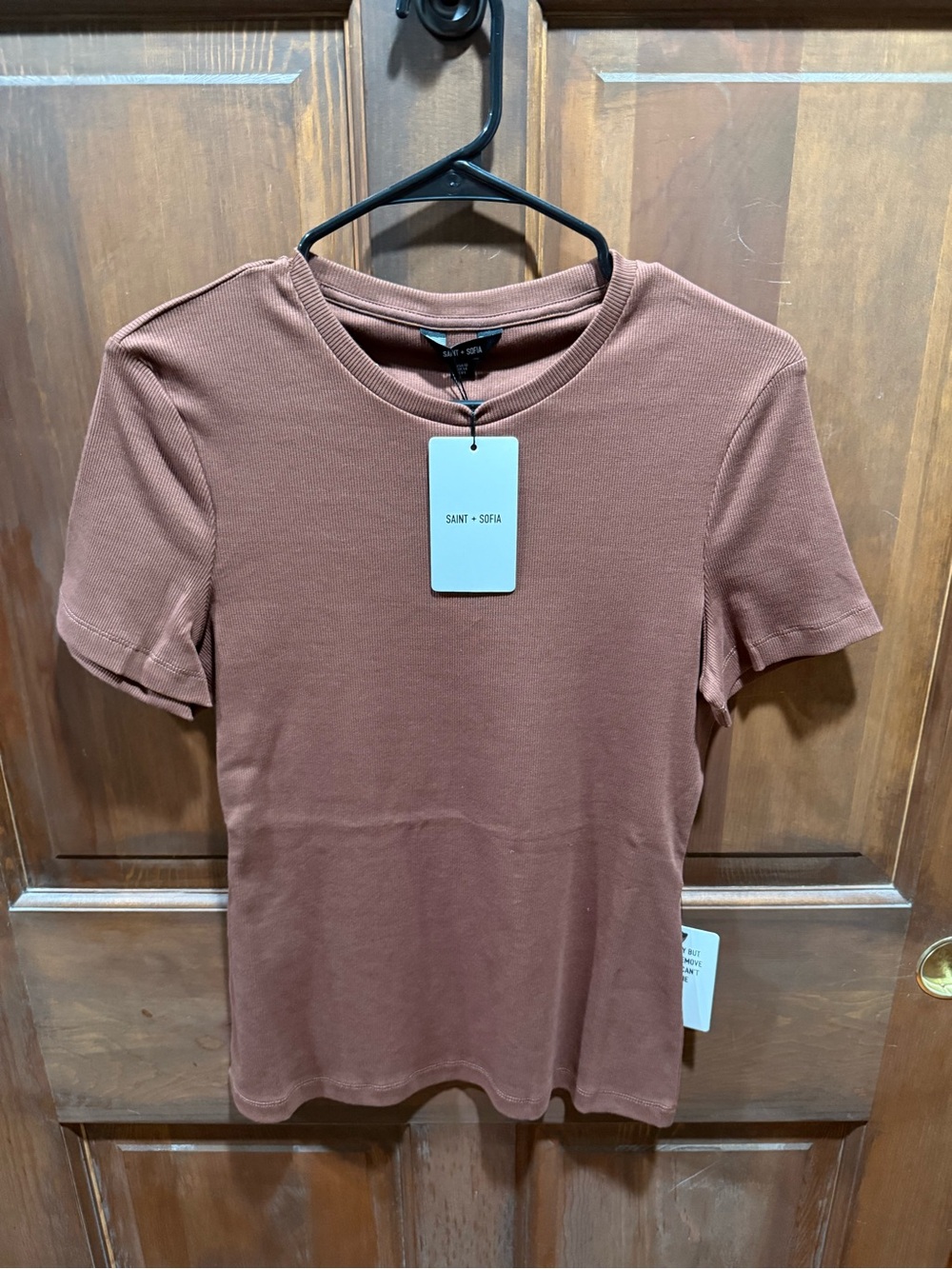 Saint + Sofia Ribbed Short Sleeve Tee Size 10